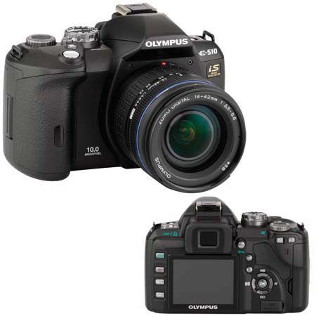 Olympus Evolt E-510 10.0 Megapixel Digital SLR Camera with 2.5" HyperCrystal LCD Screen with 14-42 mm & 40-150 mm Lens