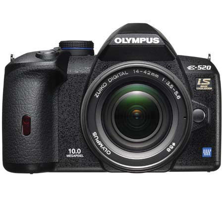 Olympus E-520 10.0 Megapixel Digital SLR Camera Body with 2.7" HyperCrystal II LCD Screen with 14-42mm Zoom Lens, 40-150mm F/4-5.6 Zoom Lens & Zuiko 70mm - 300mm F/4-5.6 E-ED Digital Zoom Lens and FREE Olympus Gadget Bag