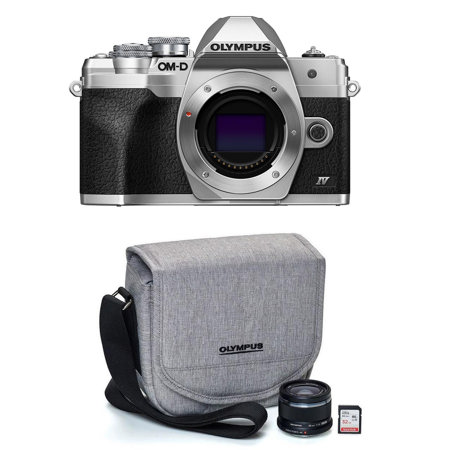 Olympus OM-D E-M10 Mark IV Camera Body, Silver with 25mm F1.8 Lens Step-Up Kit