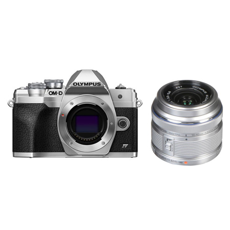 Olympus OM-D E-M10 Mark IV Mirrorless Camera, Silver with 14-42mm II R Lens  V207130SU000 L1