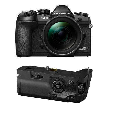 Olympus OM-D EM1 Mark III Camera with 12-100mm f/4 Lens Black with Battery Grip