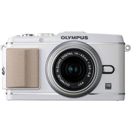 Olympus E-P3 Pen Camera -White w/M Zuiko 14-42mm II Silver #V204031WU000 -BUNDLE