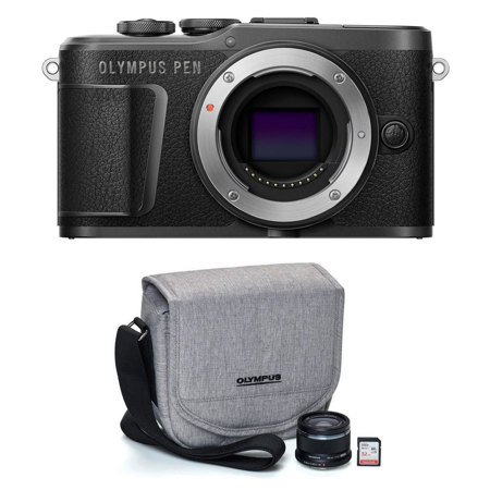 Olympus PEN E-PL10 Mirrorless Digital Camera Body, Black with 25mm Lens Kit