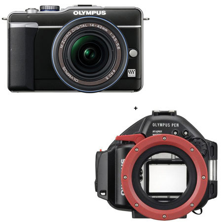 Olympus PEN E-PL1 Digital 14-42mm Camera Bundle w/PT-EP01 Underwater Housing