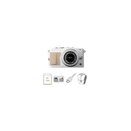 Olympus E-PL5 Mirrorless Digital Camera w/14-42mm Lens, White w/16GB BUNDLE