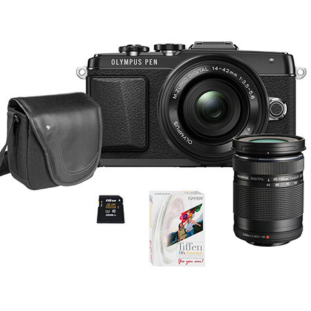 Olympus E-PL7 Mirrorless Dig Camera with 14-42mm 2R Lens, Black W 