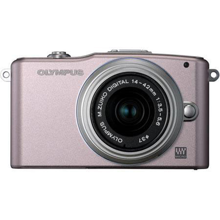 Olympus E-PM1 Digital Camera, Pink w/14-42mm + 40-150mm silver lenses