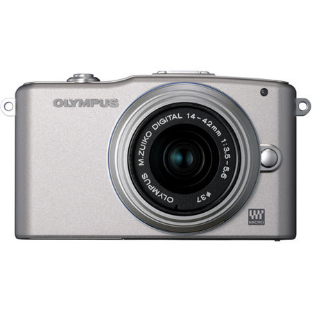 Olympus E-PM1 Digital Camera, Silver, with 14-42mm R II Silver lens
