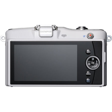 Olympus E-PM1 Digital Camera, White, with 14-42mm R II Silver lens