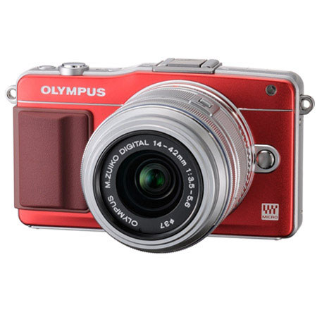 Olympus E-PM2 Mirrorless Digital Camera with 14-42mm f/3.5 II Lens, Red