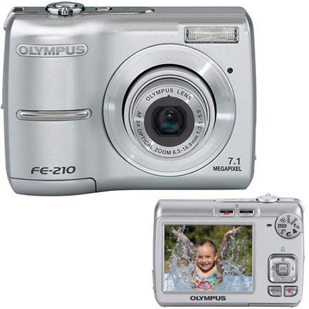 Olympus FE-210 Point and Shoot Digital Camera, 7.1 Megapixel, 3x Optical Zoom, 4x Digital Zoom, 2.5" LCD Screen