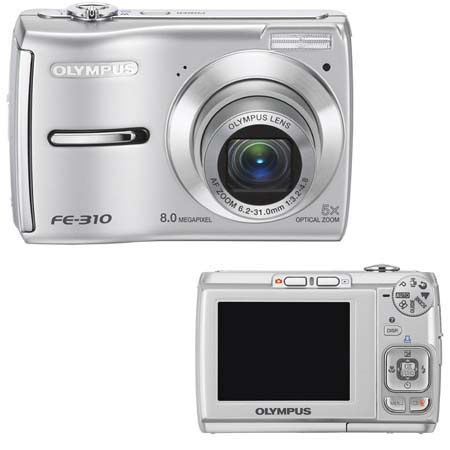 Olympus FE-310 Digital Silver Camera Kit, with 1 GB xD Picture Memory Card, Table Top Tripod, Camera bag, 4 AA Ni-MH (2300 mah) Batteries with Charger, xD USB Reader/Writer, CAMEDIA 4.0 Pro software
