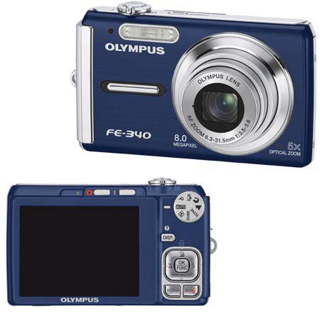 Olympus FE-340 Digital Blue Camera Kit, with 1 GB xD Picture Memory Card, Camera Bag, Table Top Tripod, EZ Digital Photography Guide Card