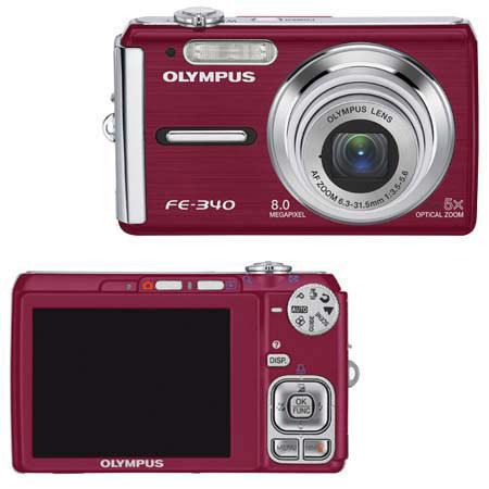 Olympus FE-340 Digital Red Camera Kit, with 1 GB xD Picture Memory Card, Camera Bag, Table Top Tripod, EZ Digital Photography Guide Card