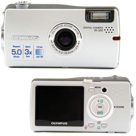 Olympus IR-300 Point and Shoot Digital Camera, 5 Megapixel, 3x Optical Zoom, 4x Digital Zoom, 2.0" LCD, with Docking Station