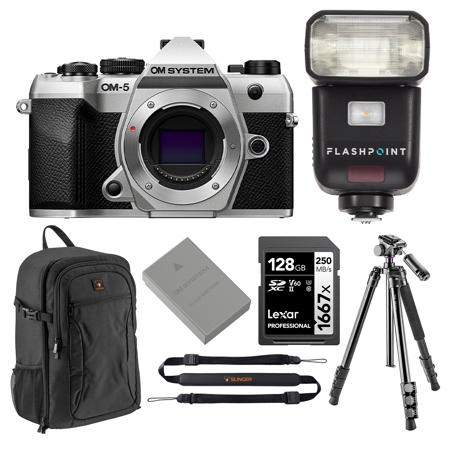 OM SYSTEM OM-5 Mk II Camera, Silver,w/Flash,128GB Card,Extra Battery ...