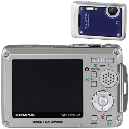 Olympus Stylus 770 SW Point & Shoot Digital Camera, 7.1 Megapixel, 3x Optical, 5x Digital Zoom & 2.5" LCD Screen, Shock & Waterproof - Royal Blue Finish