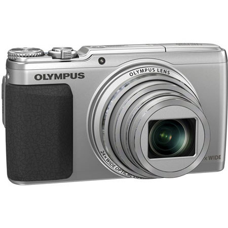 Olympus SH-50 iHS Digital Camera, 16 MP, BSI CMOS Sensor, 24x Optical + 2x Super Resolution + 4x Digital Zoom, 3" LCD, 1080p Full HD Video, Silver