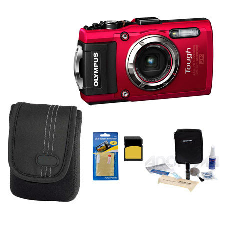 Olympus Tough TG-3 Digital Camera - Red With Basic Kit