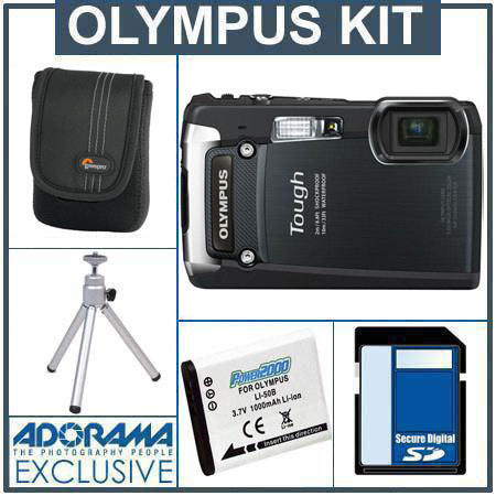 Olympus Tough TG-820 iHS Digital Camera, Black Bundle 8GB