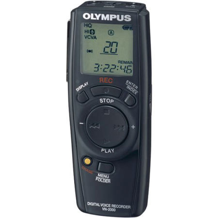 Olympus VN-2000 Digital Voice Recorder with over 33 Hours of Recording Time.