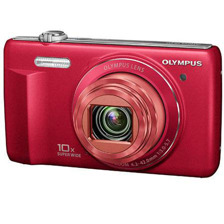 Olympus VR-340 16MP Digital Camera Red - BUNDLE- w/4GB + More #V105080RU000