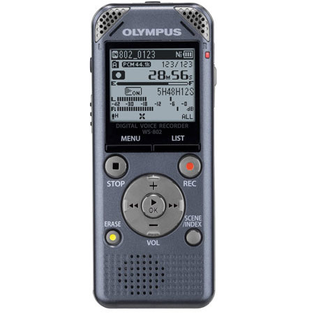 Olympus WS-802 Digital Voice Recorder with Battery, Gray