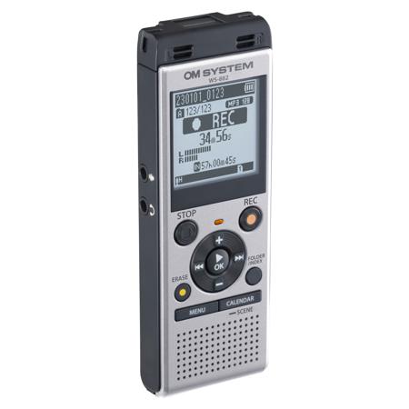 OM SYSTEM WS-882 4GB Digital Stereo Voice Recorder, Silver/Black