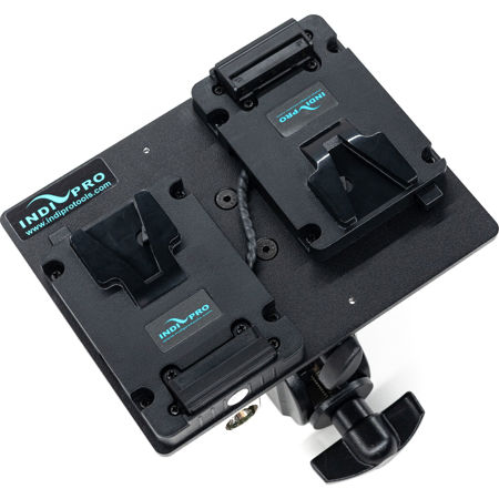 IndiPRO Dual V-Mount Battery Adapter Plate with 3-Pin XLR to Locking Clamp