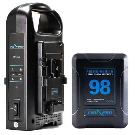Indipro Micro 98Wh V-Mount Li-Ion Battery & Dual V-Mount Battery Charger Kit