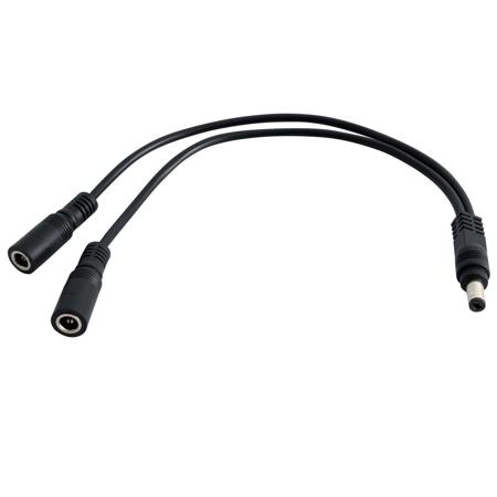 IndiPRO 2.1mm Male to Dual 2.5mm Female Connector Cable, Non-Regulated, 10"