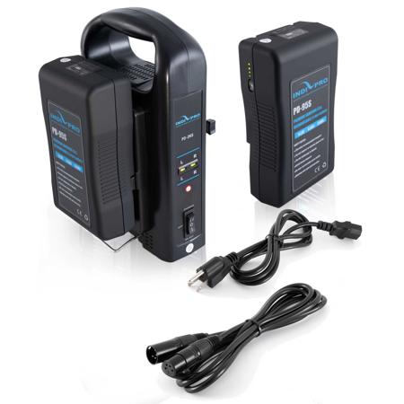 IndiPRO Two 95Wh Compact V-Mount Lithium-Ion Batteries with Dual Battery Charger Kit