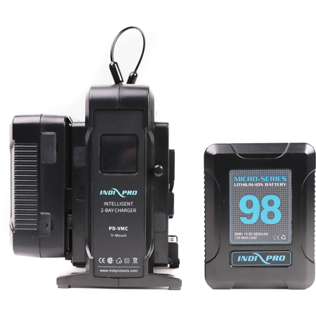 IndiPRO 2x Micro-Series 98Wh V-Mount Li-Ion Battery and Dual Intelligent Charger Kit