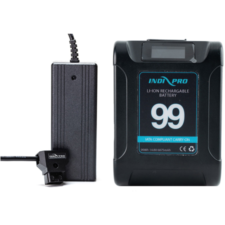 IndiPRO Alpha Series 99Wh V-Mount Li-Ion Battery & D-Tap Pro Charger Kit, Black
