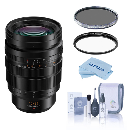 Panasonic LUMIX G Leica DG Vario-Summilux 10-25mm f/1.7 Aspherical Lens for Micro Four Thirds, Black, Bundle with Tiffen 77mm UV and CPL Filters