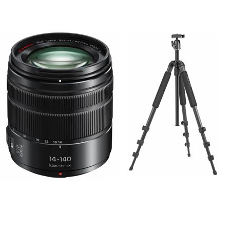 Panasonic Lumix G Vario 14-140mm f/3.5-5.6 Power OIS Lens Matte Black W/Tripod
