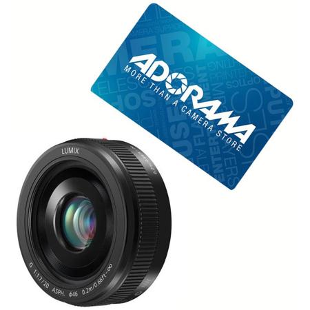 Panasonic 20mm f/1.7 II Lumix Aspherical Micro 4/3 Lens - Black w/$25 Gift Card