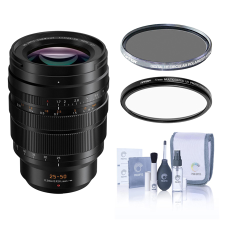 Panasonic LUMIX G Leica DG Vario-Summilux 25-50mm f/1.7 Aspherical Lens for Micro Four Thirds, Bundle with Tiffen 77mm UV and CPL Filters