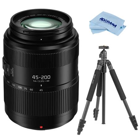 Panasonic Lumix G Vario 45-200mm f/4-5.6 II Lens for MFT w/203AGH Tripod Kit