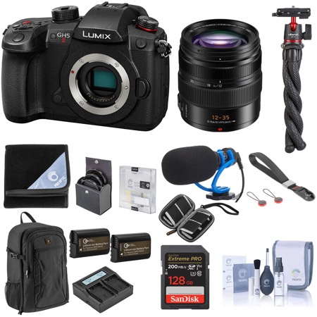 Panasonic LUMIX GH5II Mirrorless Camera with LUMIX G X Leica DG Vario-Elmarit 12-35mm f/2.8 Lens, 2x Battery Pack, 2x Charger and 128GB SDXC Memory Card
