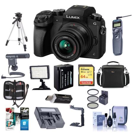 Panasonic LUMIX DMC-G7 Mirrorless Camera w/14-42mm Lens Black w/Pro Acc Bundle