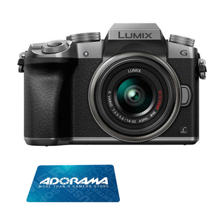 Panasonic Lumix DMC-G7 Mirrorless Camera w/14-42mm Lens, Silver w/$150 Gift Card