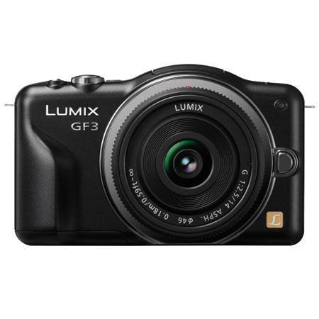 Panasonic Lumix DMC-GF3 Mirrorless Digital Camera with 14mm f/2.5 Lens, Black - Bundle - with Panasonic 14-42/3.5-5.6 Lumix G Vario Mega OIS Zoom Lens