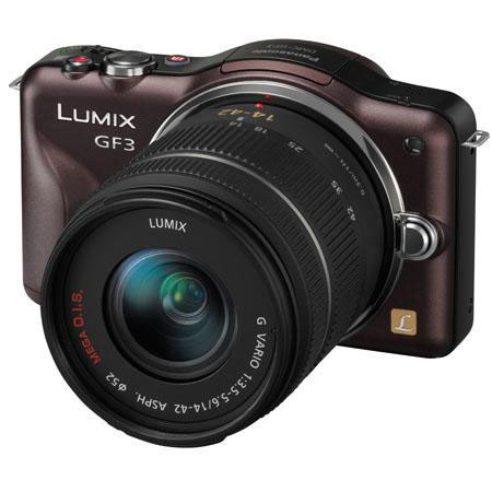 Panasonic Lumix DMC-GF3 Camera with 14-42m Brown w/16GB/Case/USB Reader/Magic Bu