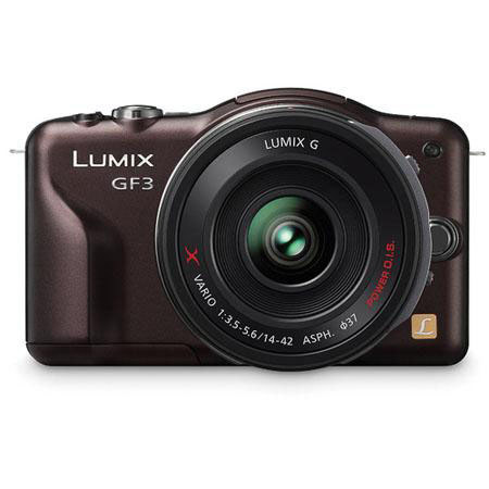 Panasonic Lumix DMC-GF3 Brown,with 14 - 42mm GX Black Lens, Bundle