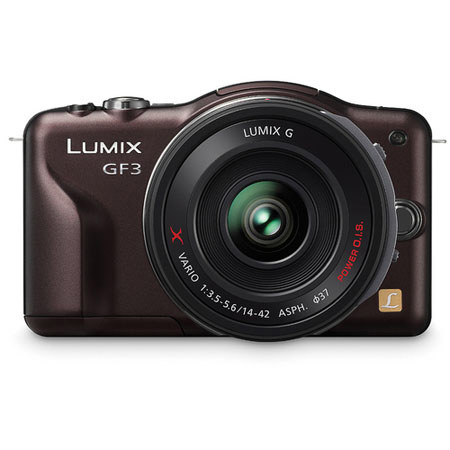 Panasonic Lumix DMC-GF3 Brown Digital Camera /14-42 GX Black Lens