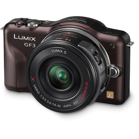 Panasonic Lumix DMC-GF3 Brown Digital Camera /14-42 GX Black Lens