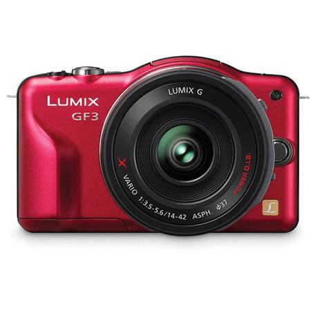 Panasonic Lumix DMC-GF3 Red with 14 - 42mm Black Lens - Bundle