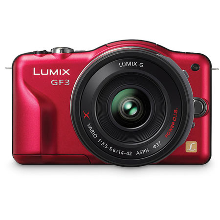 Panasonic Lumix DMC-GF3 Red Digital Camera /14-42 GX Black Lens