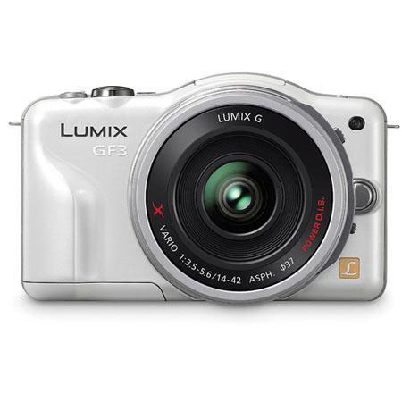 Panasonic Lumix DMC-GF3 White, with 14 - 42mm GX Silver Lens Bundle
